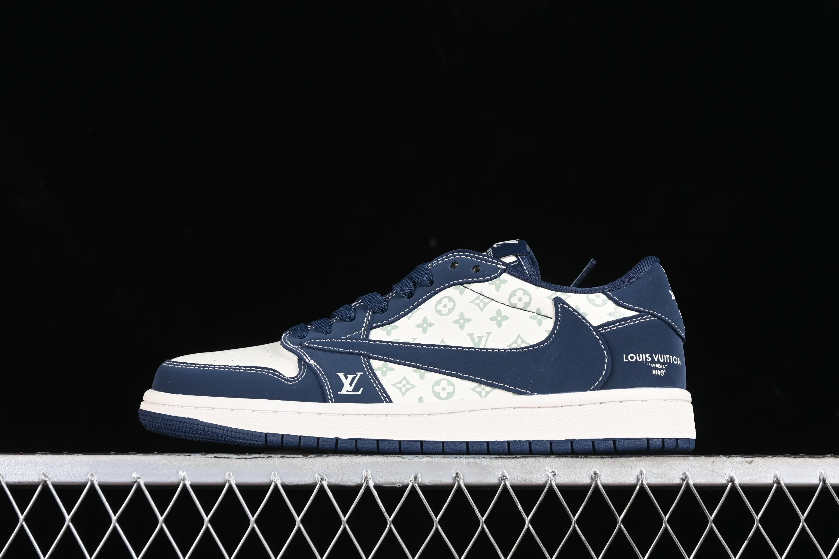 All categories Air Jordan Jordan series basketball shoes Air Jordan 1 Low High-end customized low-top sneakers Travis Scott x Fragment Design x Air Jordan 1 Low OG SP AJ1 Joe 1 LV joint deep sea blue low-top cultural casual sneakers LX1988-103